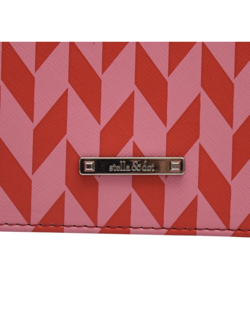 Stella & Dot Necklace Holder Jewelry Organizer Travel Pink Red Geometric Chevron - Picture 2 of 4
